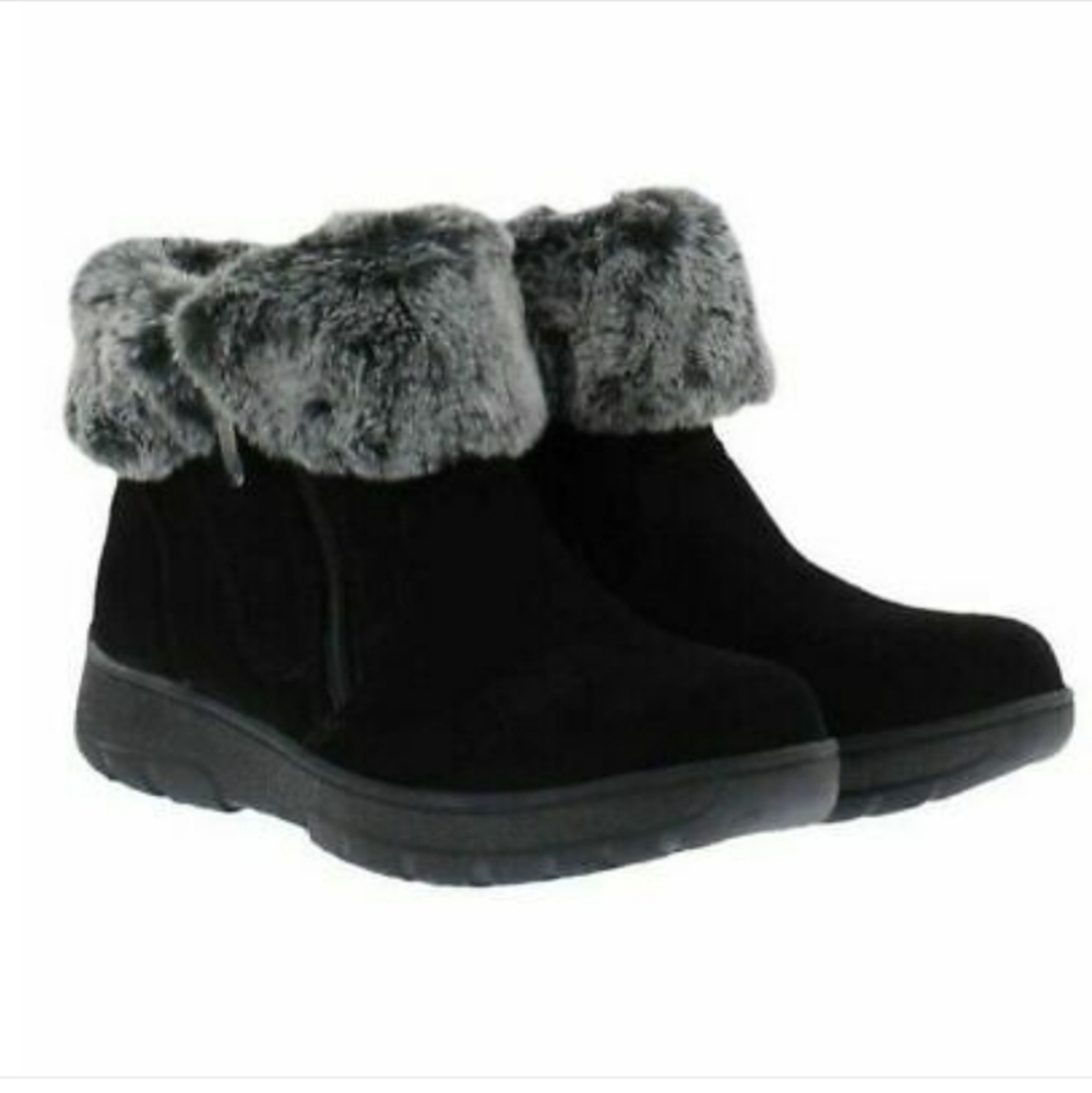 Khombu Jessica suede leather faux fur fall winter black boots sz 7